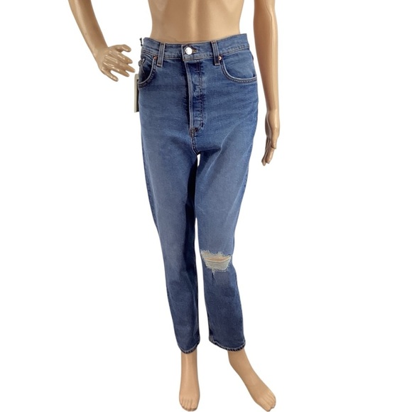GRLFRND The Piper Jeans Super High Rise Crop Skinny Distressed Stretch Denim 28 - Picture 1 of 7